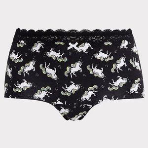 Torrid Black Unicorn Cotton Boyshort Panty